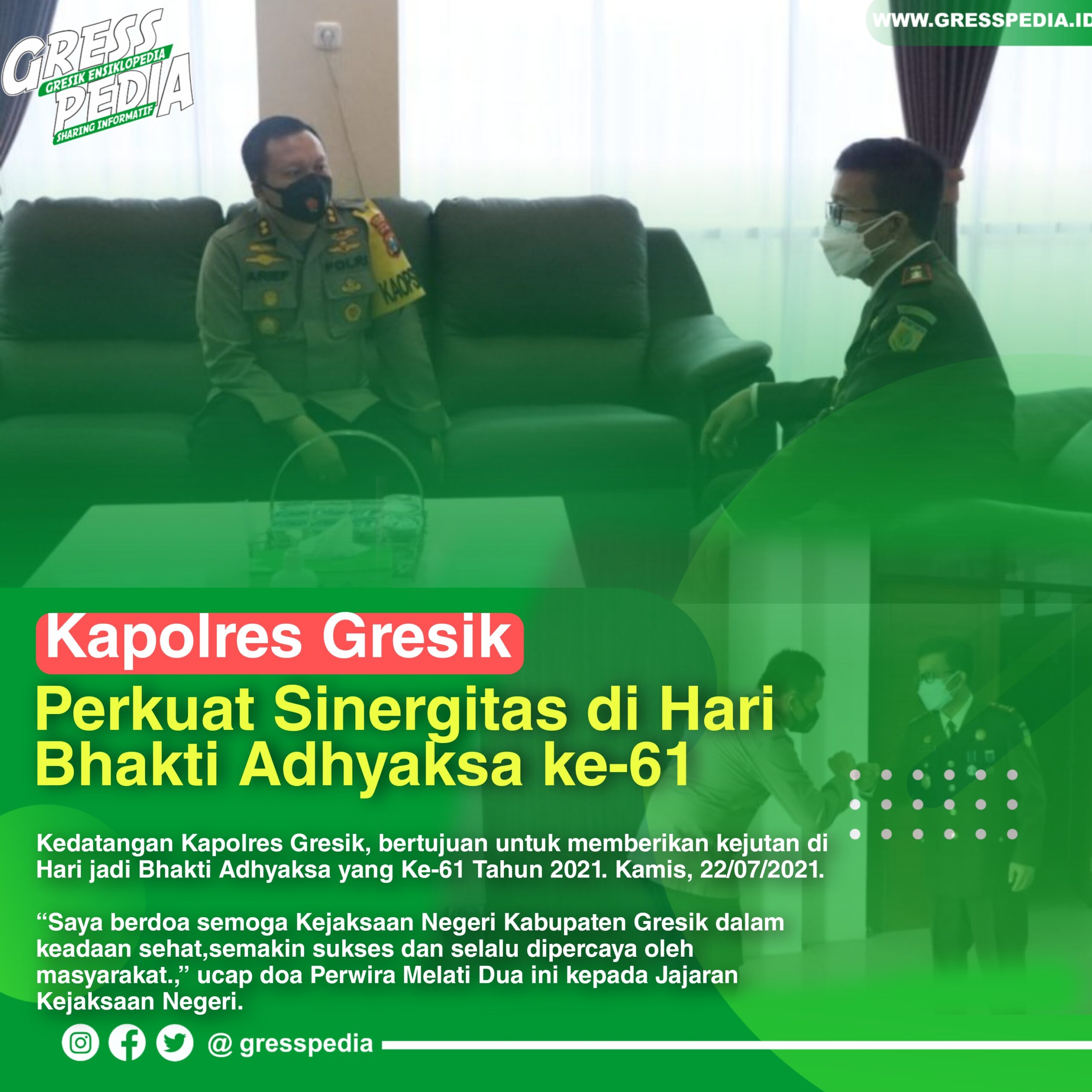 Kapolres Gresik Perkuat Sinergitas di Hari Bhakti Adhyaksa ke-61
