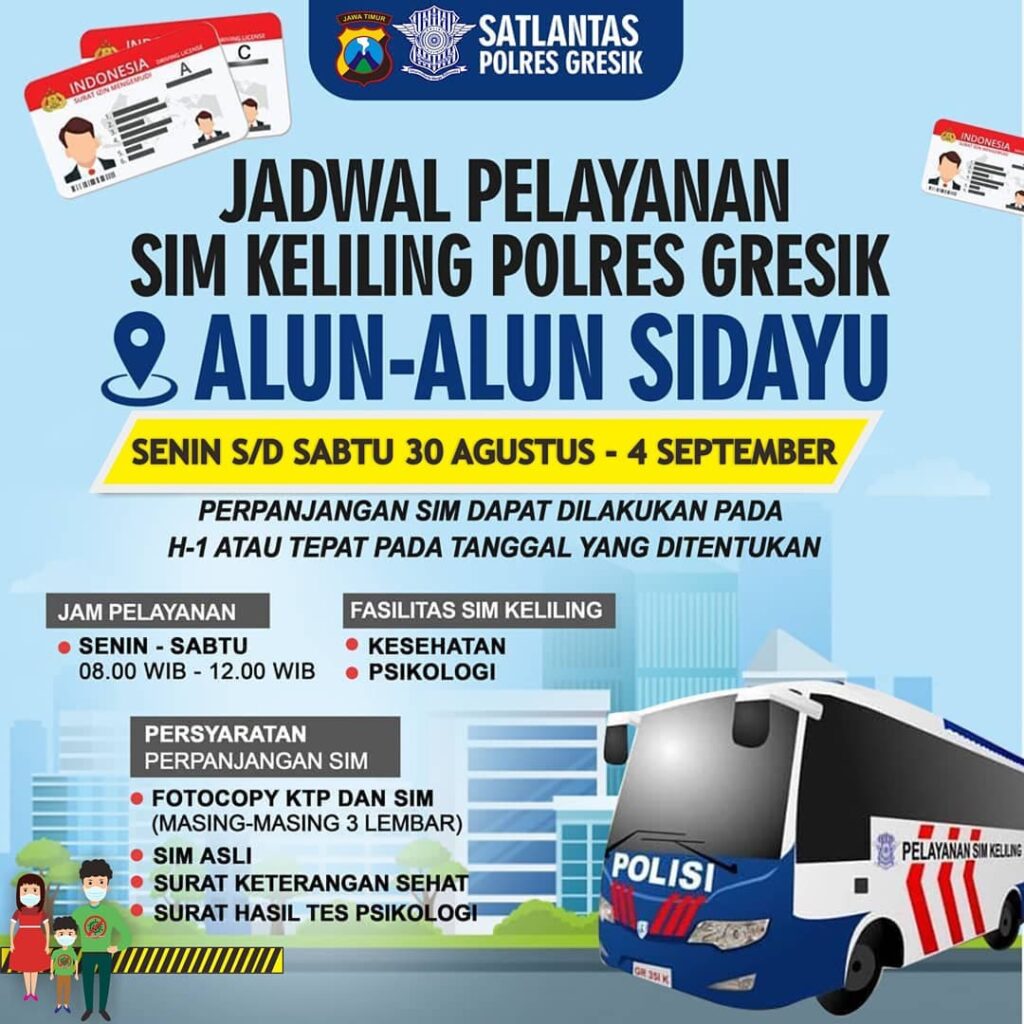 Jadwal Sim Keliling Gresik September 2021 (Minggu ke 1)