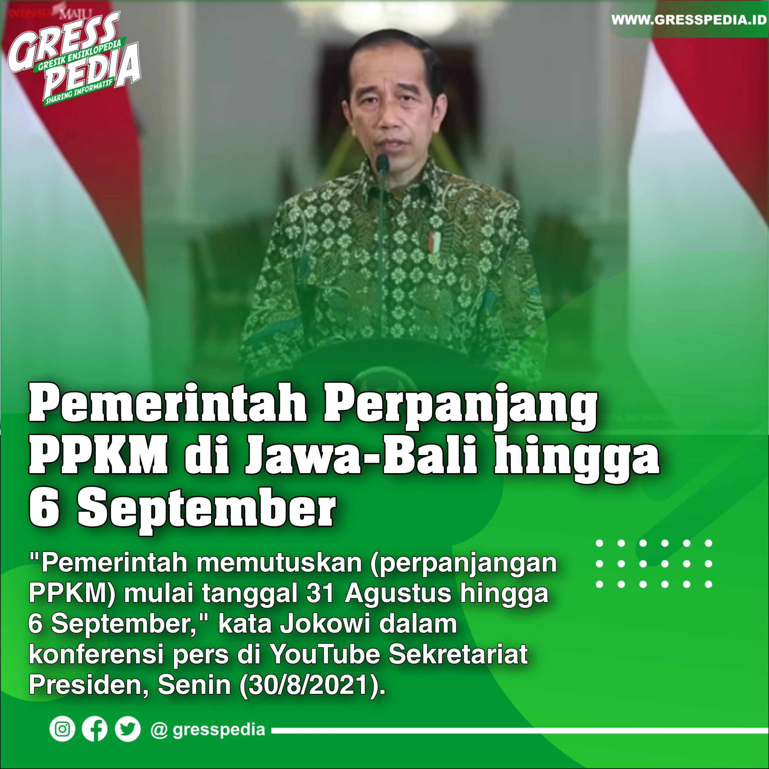 Pemerintah Perpanjang PPKM di Jawa-Bali hingga 6 September