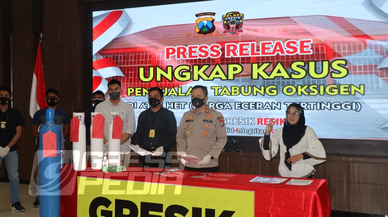 Polres Gresik Tangkap Penjual Tabung Oksigen Nakal