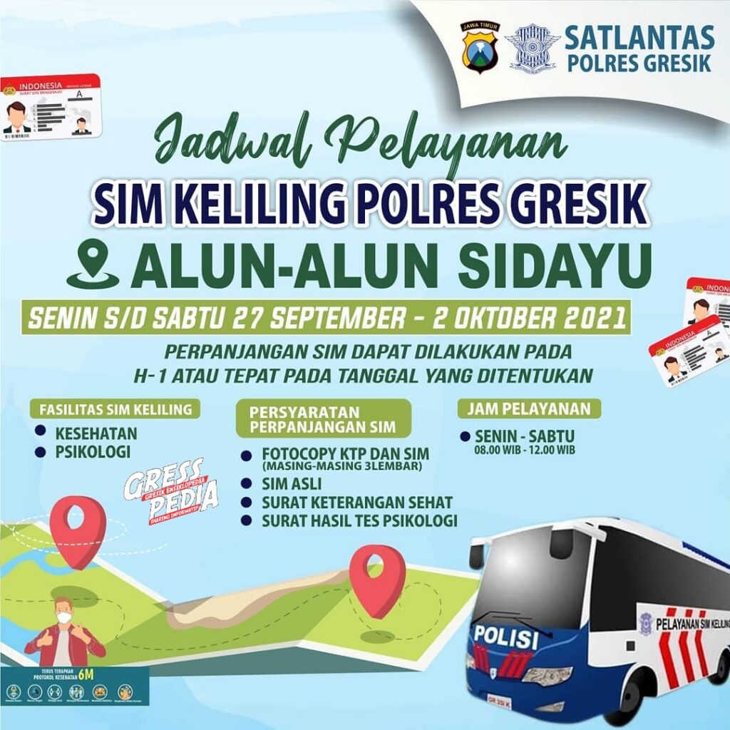 Jadwal Sim Keliling Gresik September 2021(Minggu ke 4)