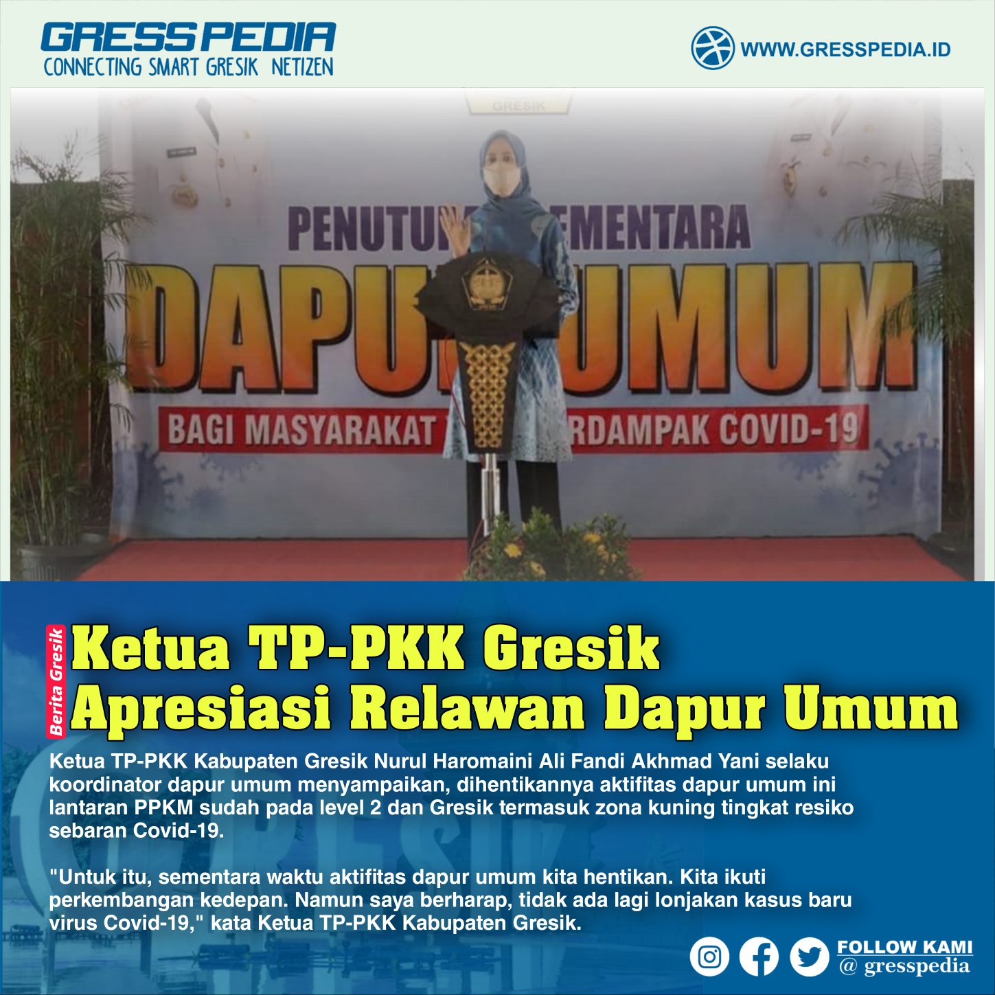 Ketua TP-PKK Gresik Apresiasi Relawan Dapur Umum
