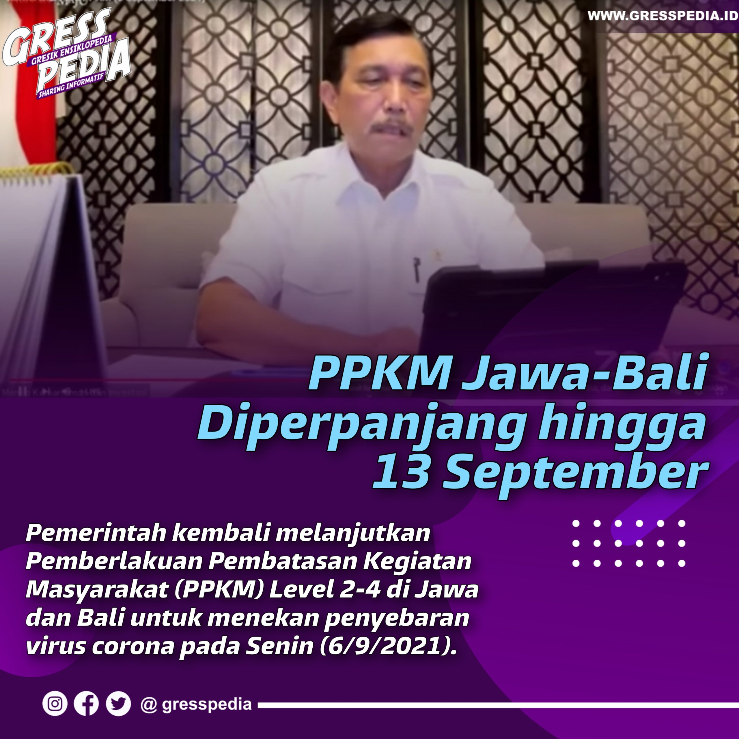 PPKM Jawa-Bali Diperpanjang hingga 13 September