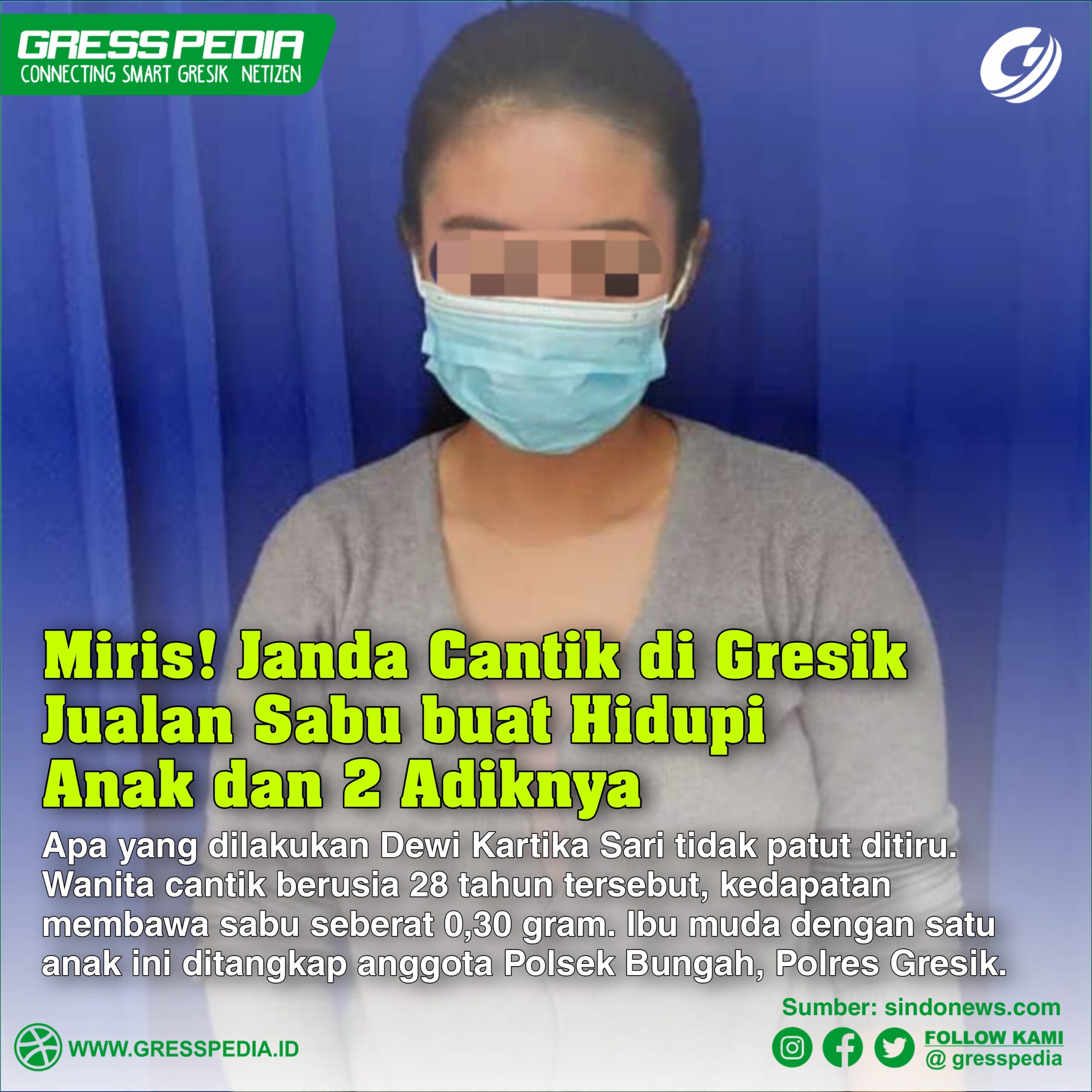 Janda Cantik di Gresik Jualan Sabu buat Hidupi Anak dan 2 Adiknya