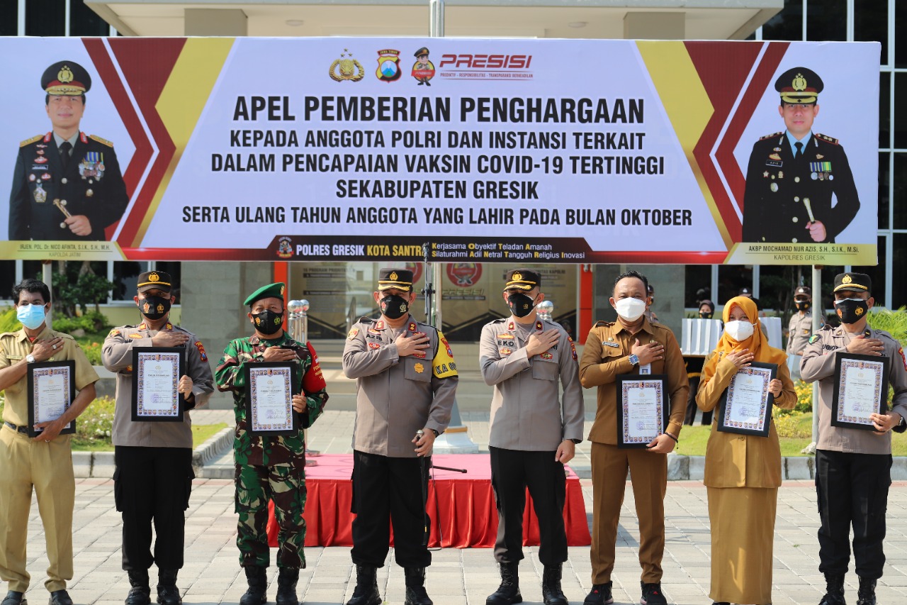 Kapolres Beri Penghargaan Satgas Covid-19 Gresik Kota