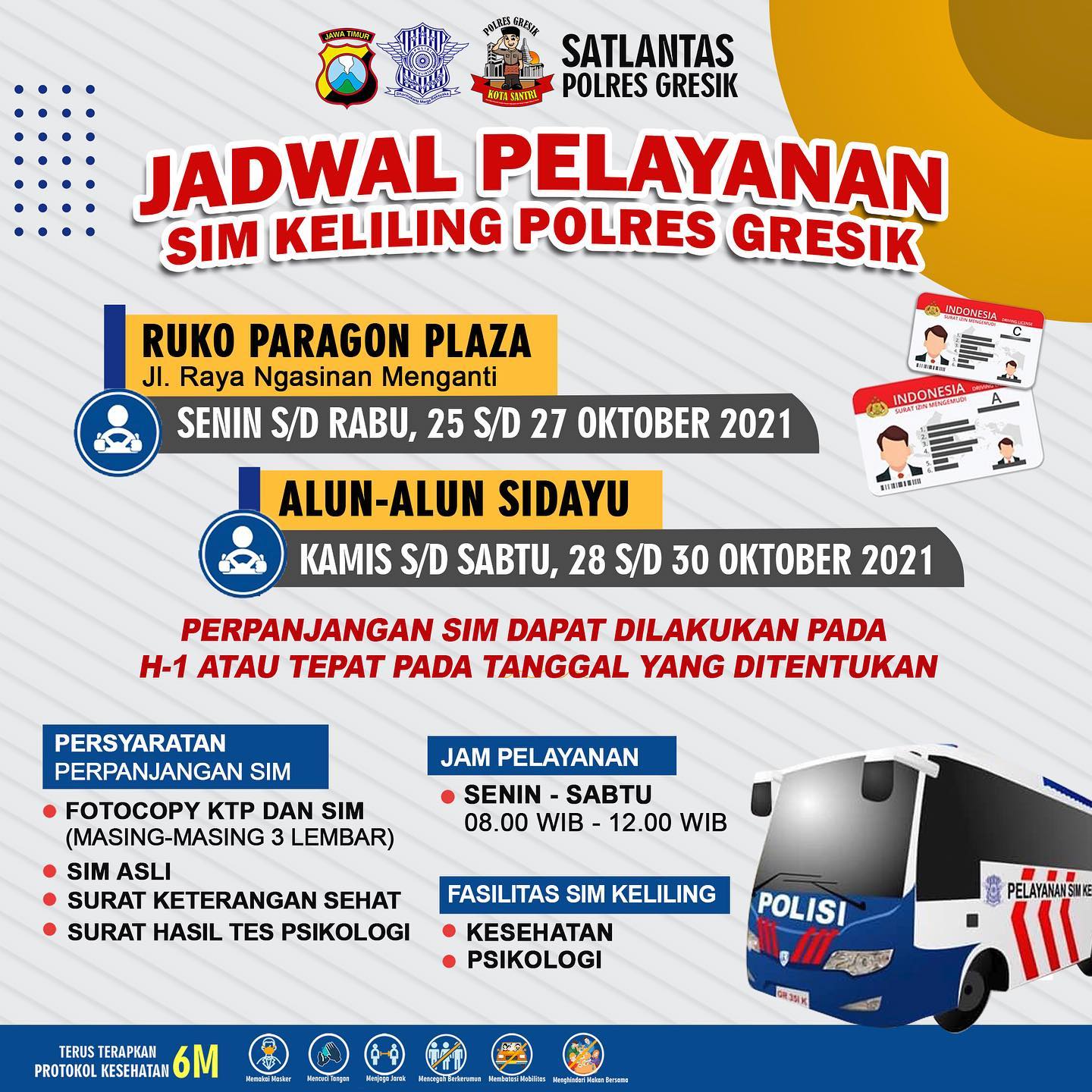Jadwal Sim Keliling Gresik Oktober 2021 (Minggu ke 4)