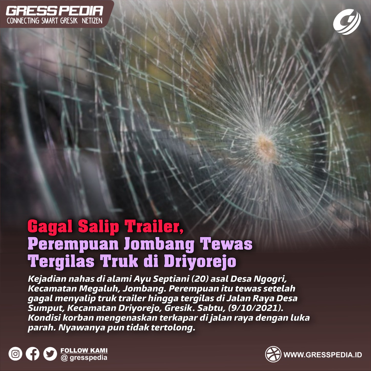 Gagal Salip Trailer, Perempuan Jombang Tewas Tergilas Truk di Driyorejo