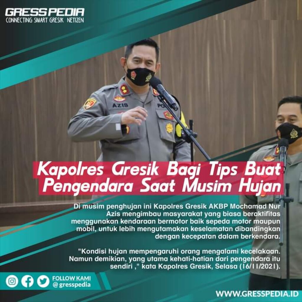 Kapolres Gresik Bagi Tips Buat Pengendara Saat Musim Hujan