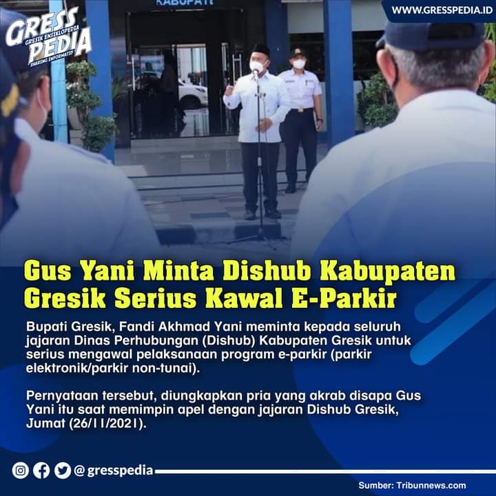 Bupati Gresik Minta Dishub Kabupaten Gresik Serius Kawal E-Parkir