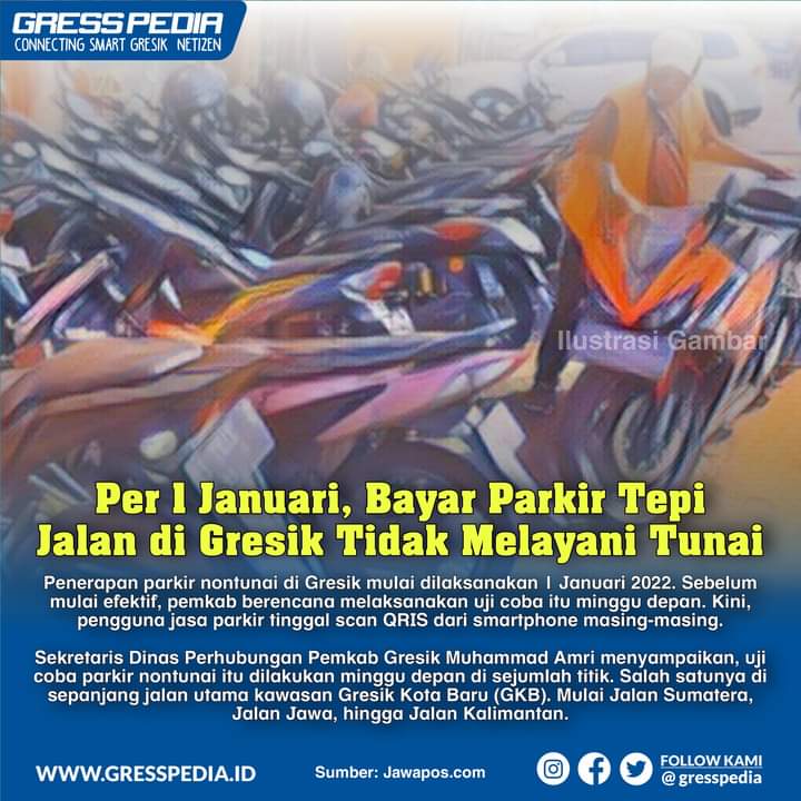 Awal Tahun 2022, Bayar Parkir Tepi Jalan di Gresik Gunakan Qris