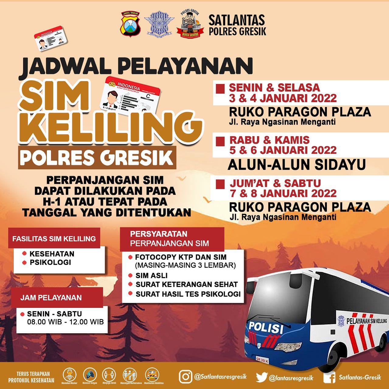 Jadwal Sim Keliling Gresik Januari 2022 (Minggu ke 1)
