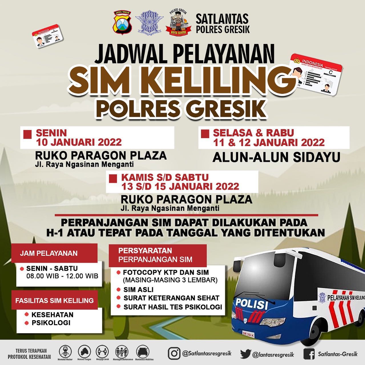 Jadwal Sim Keliling Gresik Januari 2022 (Minggu ke 2)