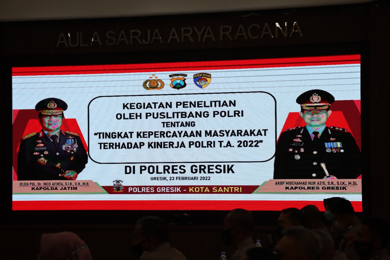 Melalui Penelitian Puslitbang Polri , Polres Gresik Mendapat Kepercayaan Masyarakat