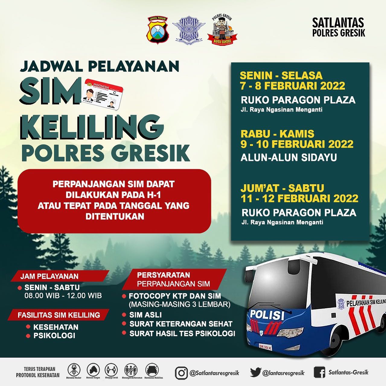 Jadwal Sim Keliling Gresik Februari 2022 (Minggu ke 2)