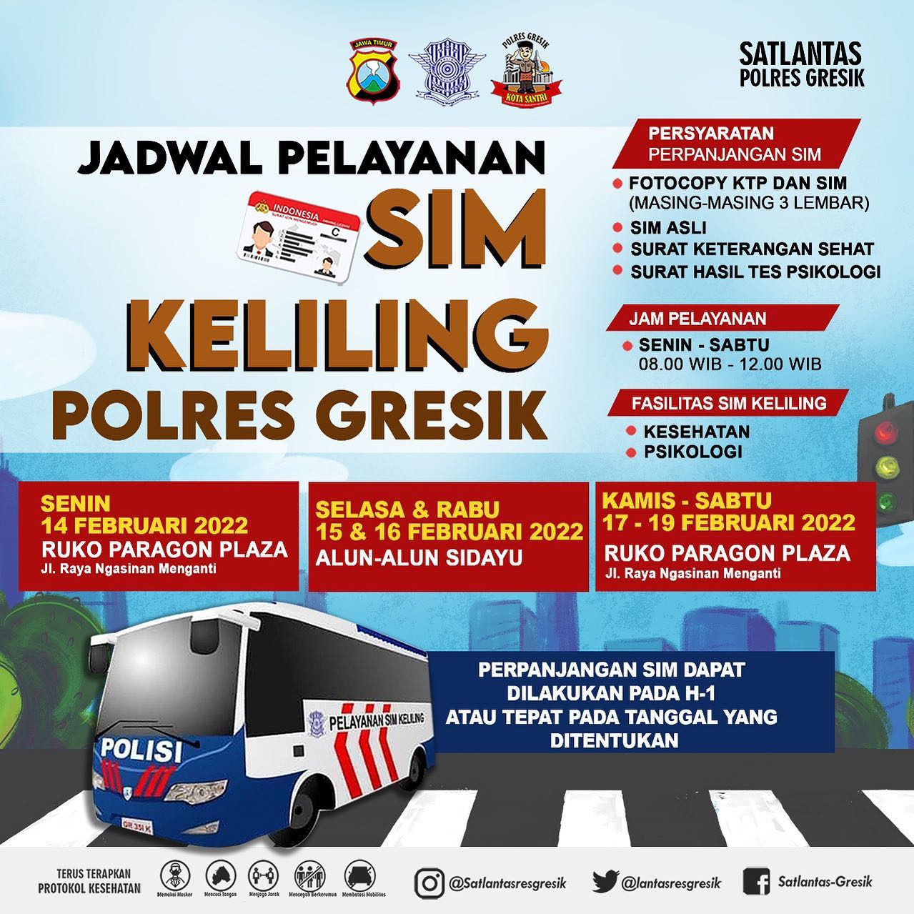 Jadwal Sim Keliling Gresik Februari 2022 (Minggu ke 3)