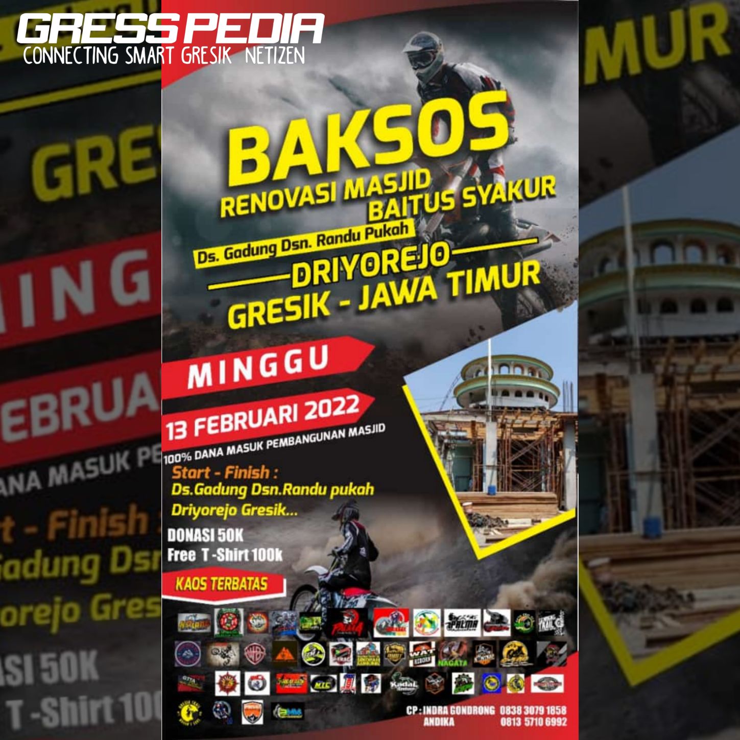 Komunitas Trail di Gresik Bakal Salurkan Hobi Sekaligus Baksos Pembangunan Masjid