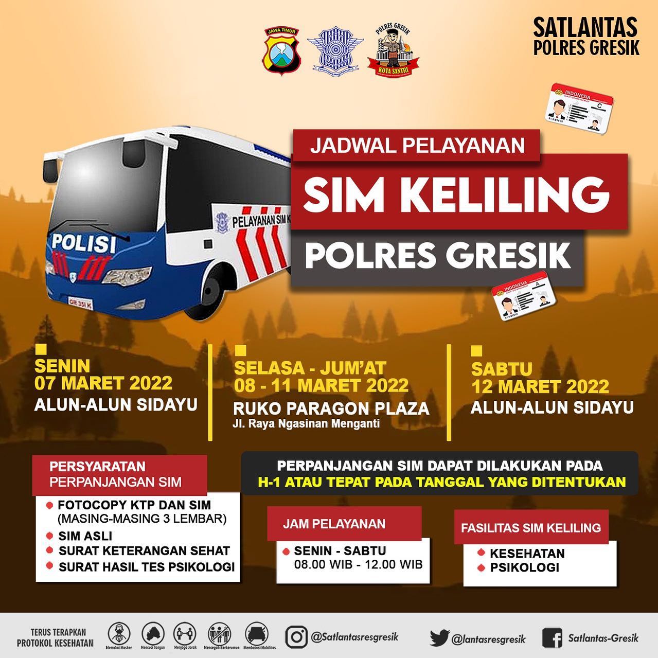 Jadwal Sim Keliling Gresik Maret 2022 (Minggu ke 2)