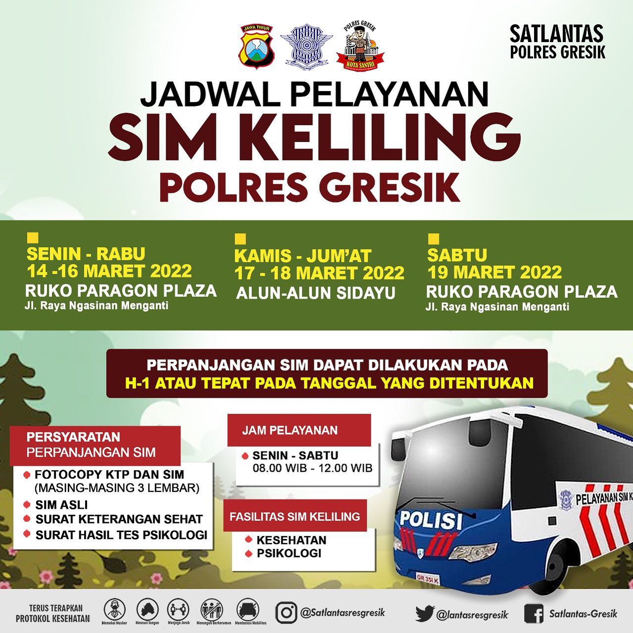 Jadwal Sim Keliling Gresik Maret 2022 (Minggu ke 3)