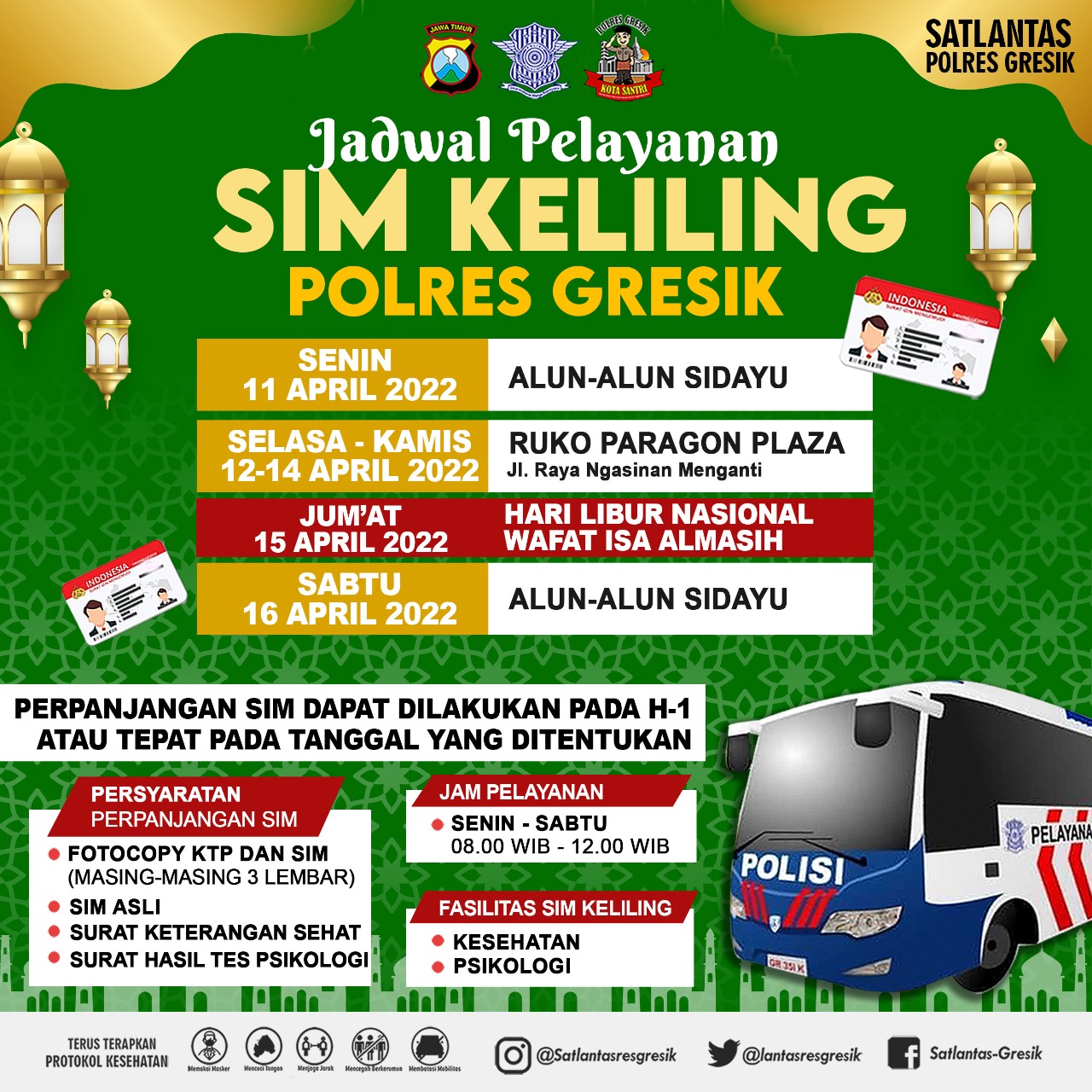 Jadwal Sim Keliling Gresik April 2022 (Minggu ke 2)