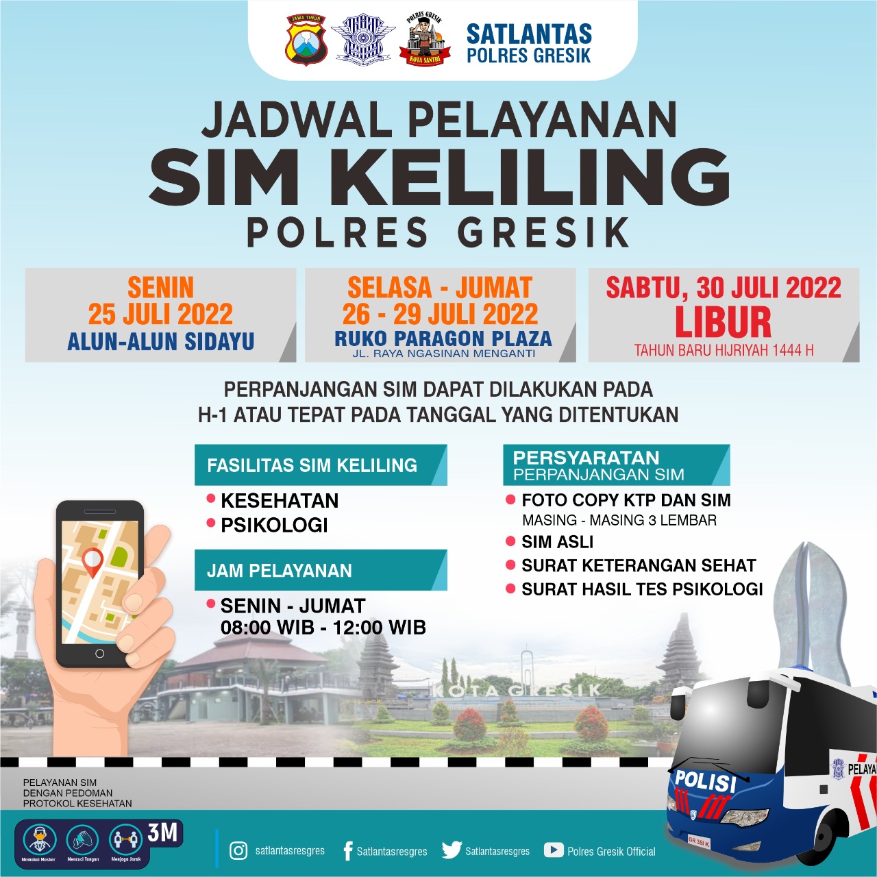 Jadwal Sim Keliling Gresik Juli 2022 (Minggu ke 4)