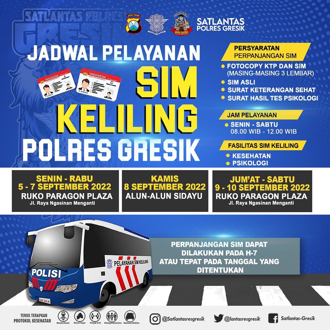 Jadwal Sim Keliling Gresik September 2022 (Minggu ke 1)