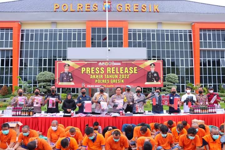 Press Release Akhir Tahun, Polres Gresik Tangani Ribuan Kasus di 2022