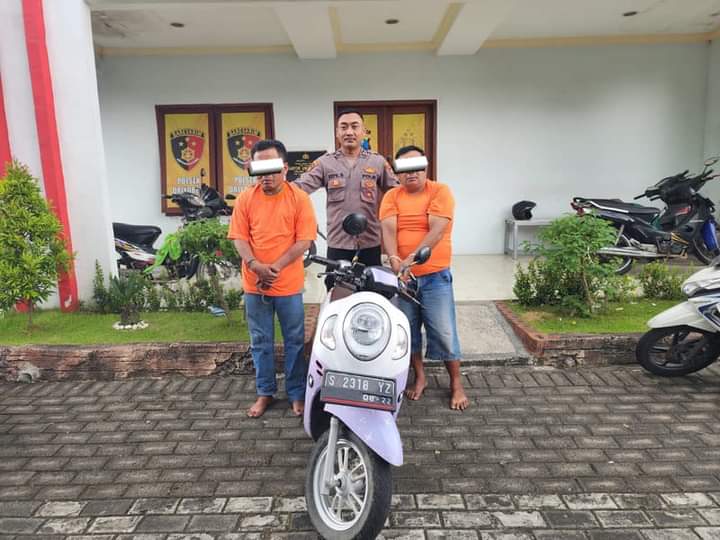 Gagal Bawa Kabur Motor Curian, 2 Pencuri Meringkuk di Jeruji Besi Polsek Driyorejo