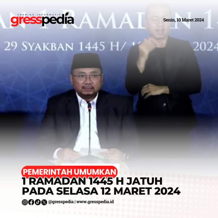 Pemerintah Umumkan 1 Ramadan 1445 H Jatuh pada Selasa 12 Maret 2024
