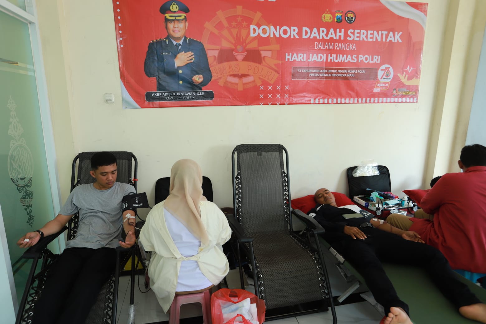 Semarakkan HUT ke-73 Humas Polri, Polres Gresik Gelar Aksi Donor Darah
