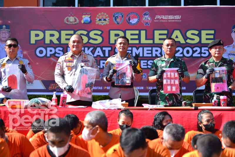Polres Gresik Berhasil Ungkap 121 Kasus dan 146 Tersangka dari Ops Pekat Semeru 2025