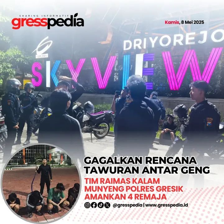 Gagalkan Rencana Tawuran Antar Geng, Tim Raimas Kalam Munyeng Polres Gresik Amankan 4 Remaja