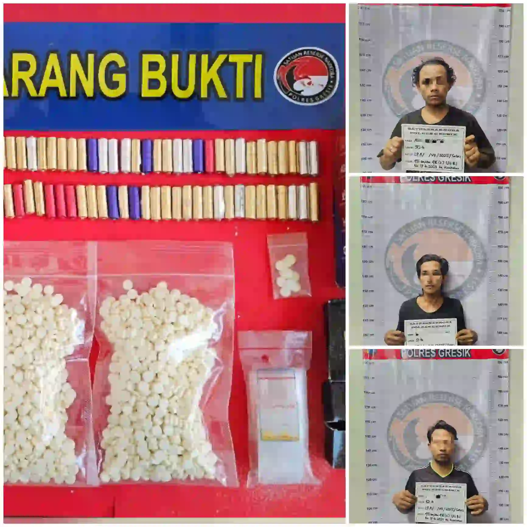 Polres Gresik Bongkar Jaringan Pil Koplo, 3 Pengedar Ditangkap dengan Ribuan Butir BB