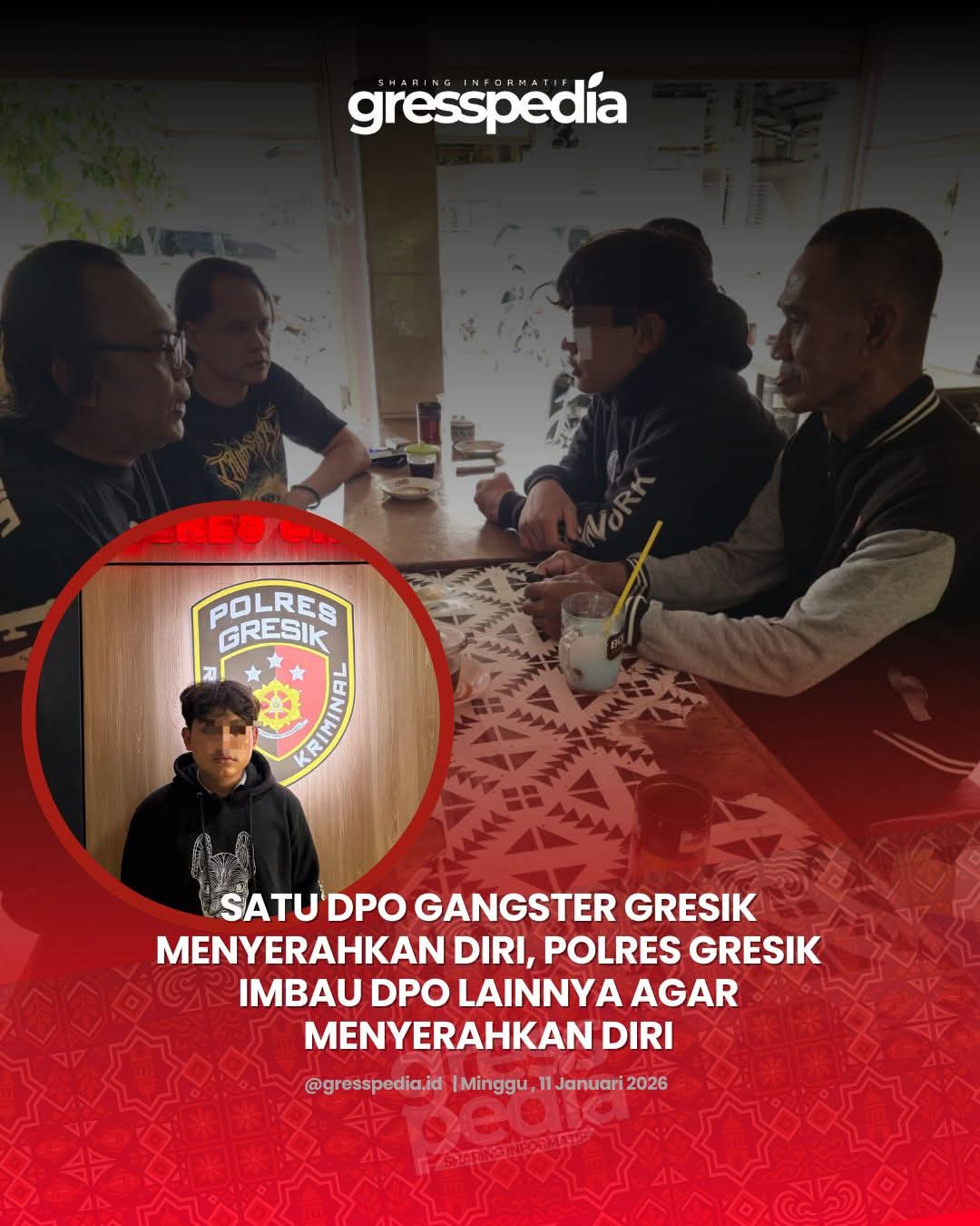 Satu DPO Gangster Gresik Menyerahkan Diri, Polres Gresik Imbau DPO Lainnya Agar Menyerahkan Diri