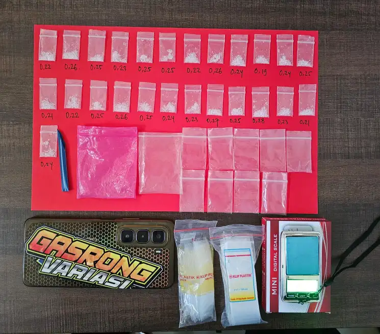 Satresnarkoba Polres Gresik Sikat Dua Pengedar Sabu, Puluhan Paket Siap Edar Disita