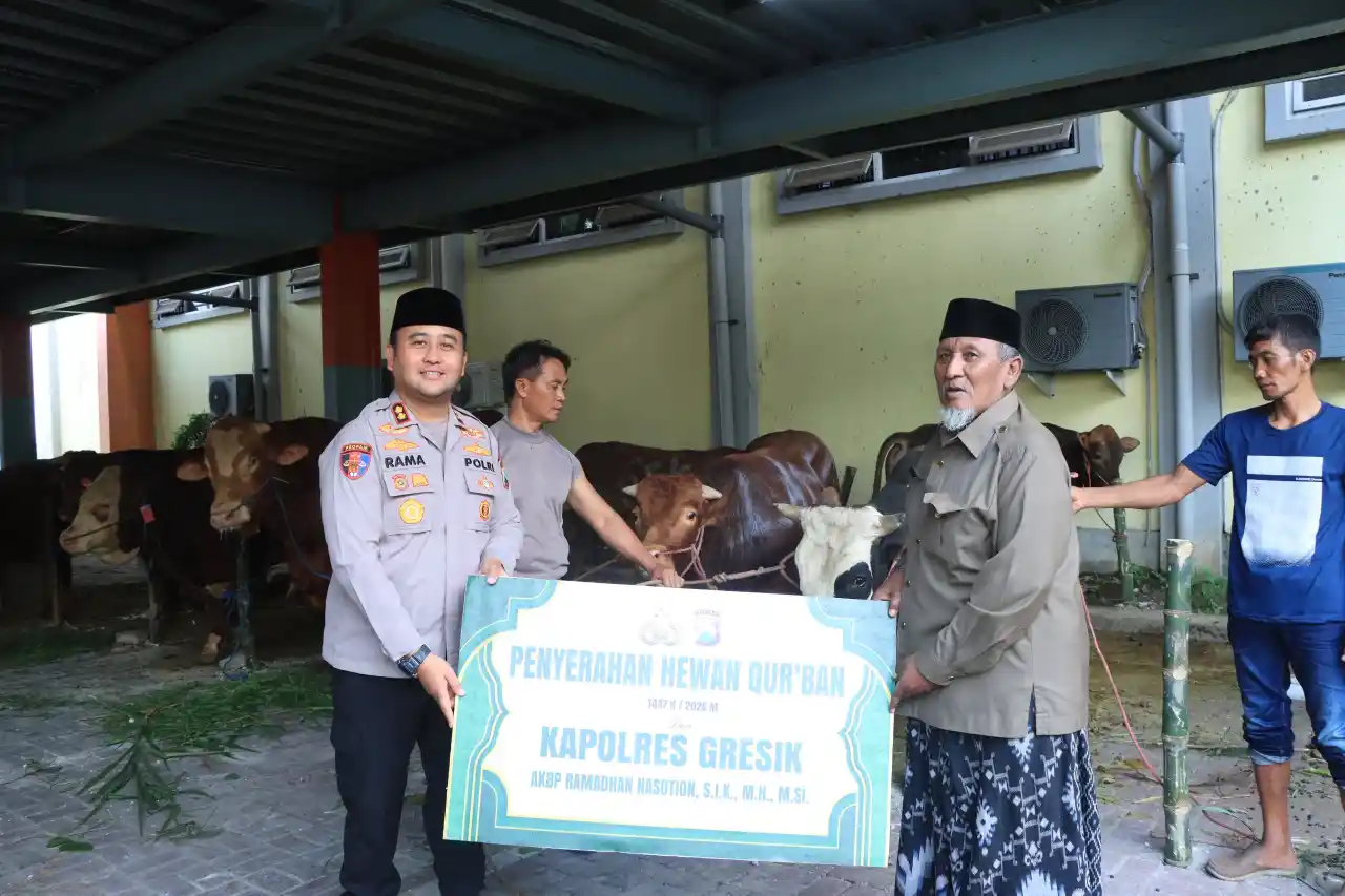 Polres Gresik Salurkan Hewan Qurban Idul Adha 2026, Wujud Kepedulian dan Kebersamaan