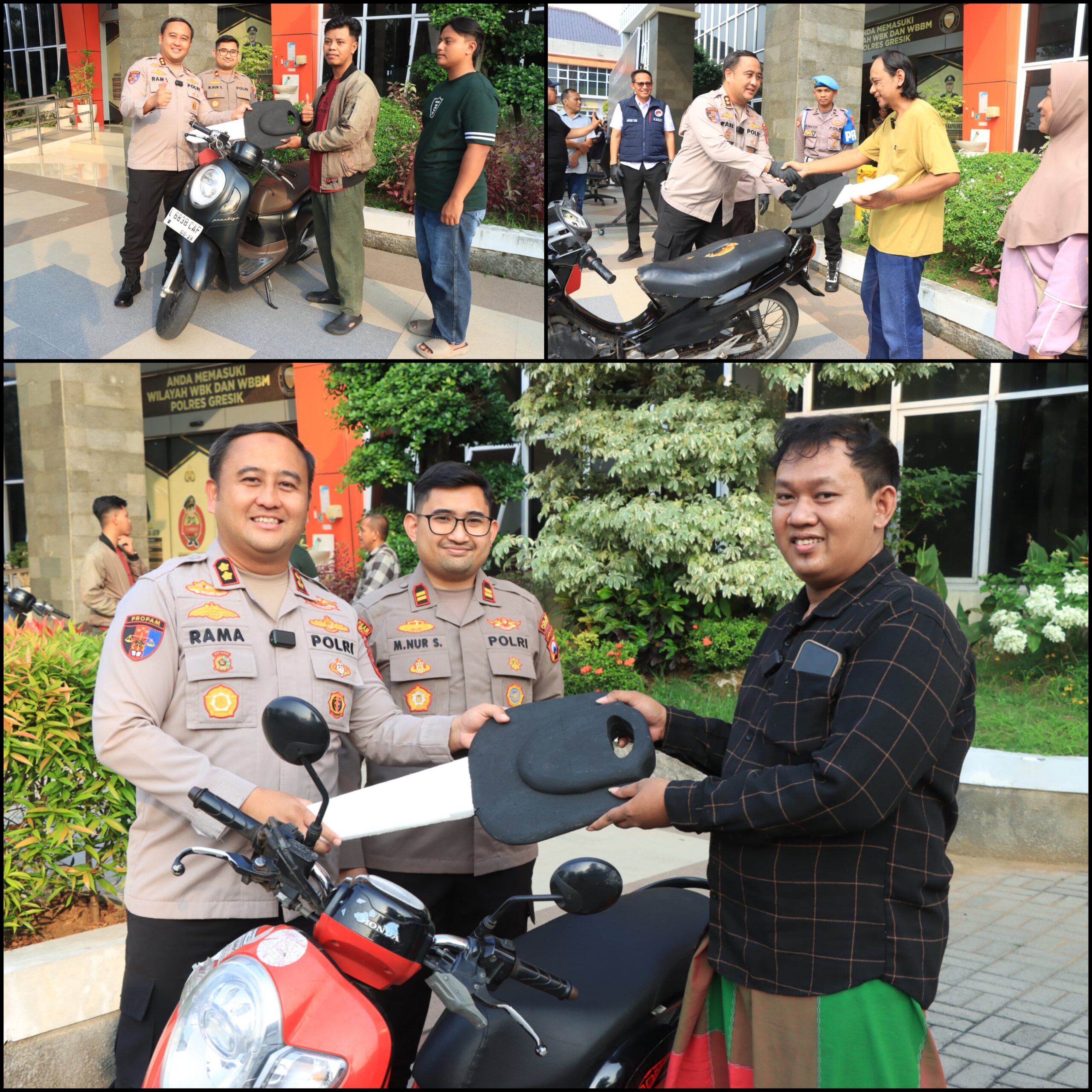 Polsek Jajaran Polres Gresik Gerak Cepat Ungkap Begal dan Curanmor, Motor Korban Langsung Dikembalikan