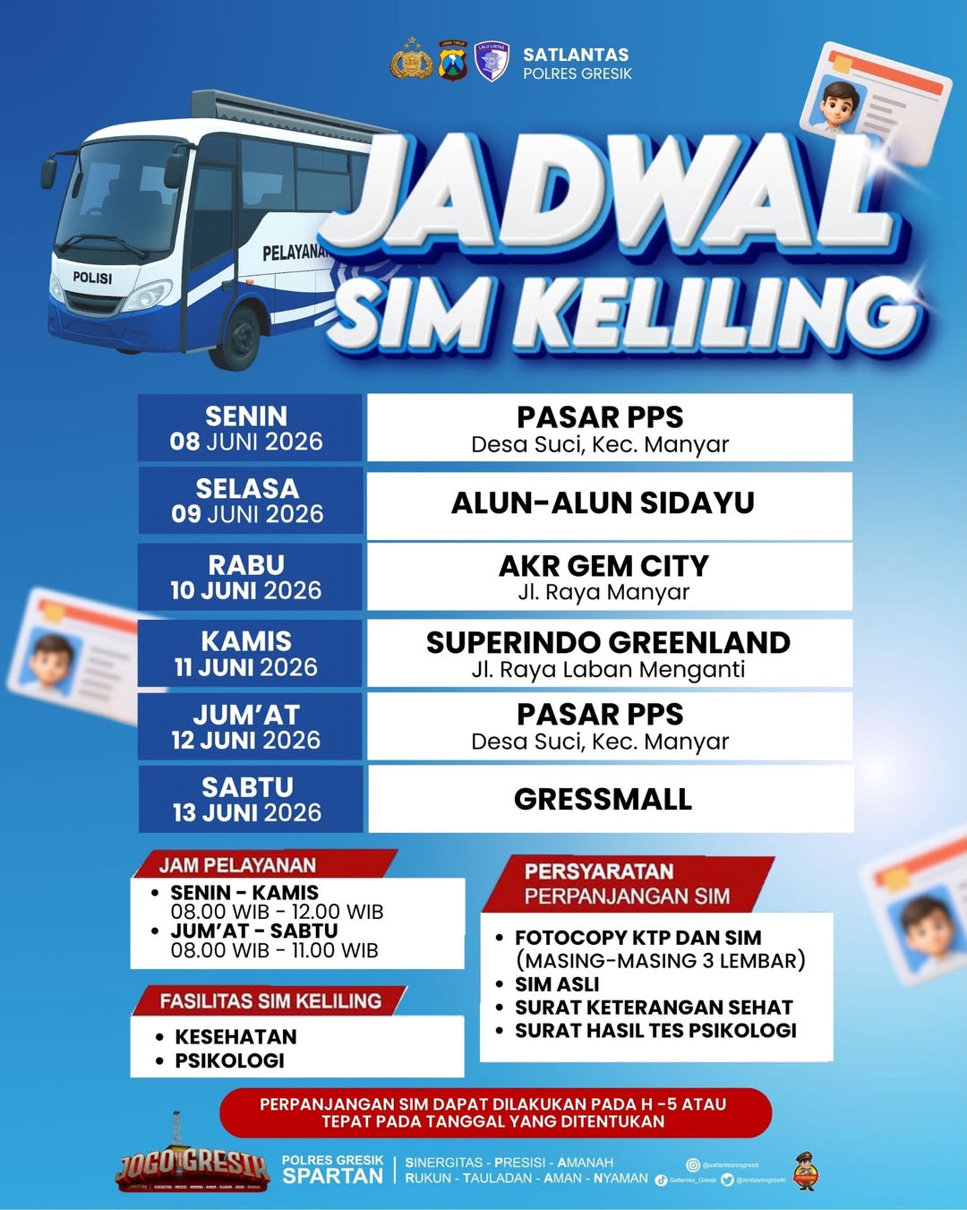 Jadwal Sim Keliling Gresik Juni 2026 (Minggu ke 2)