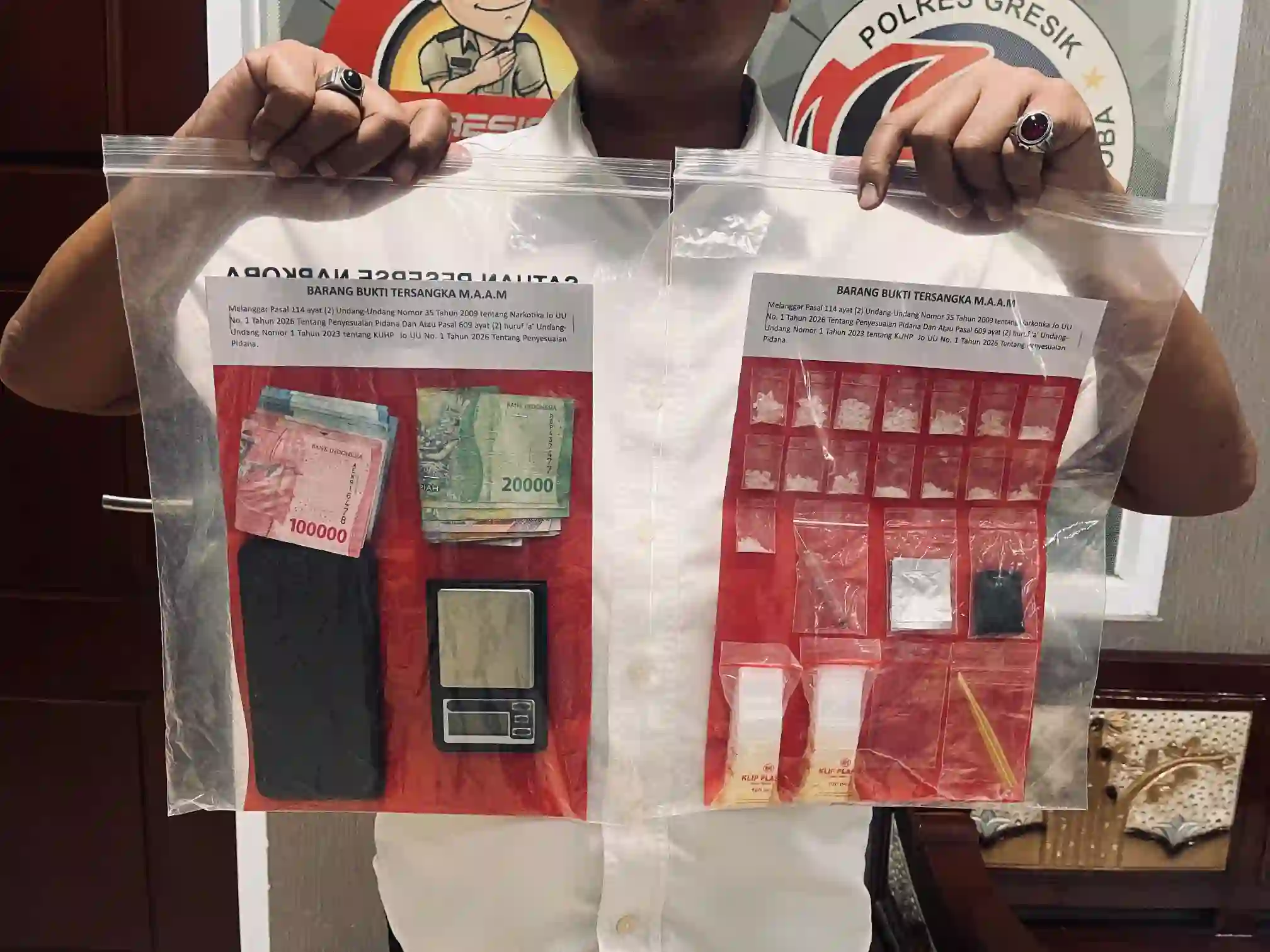 Satresnarkoba Polres Gresik Bongkar Peredaran Sabu, 15 Klip Seberat 7,356 Gram Diamankan