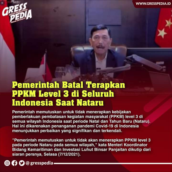 Pemerintah Batal Terapkan PPKM Level 3 di Seluruh Indonesia Saat Nataru