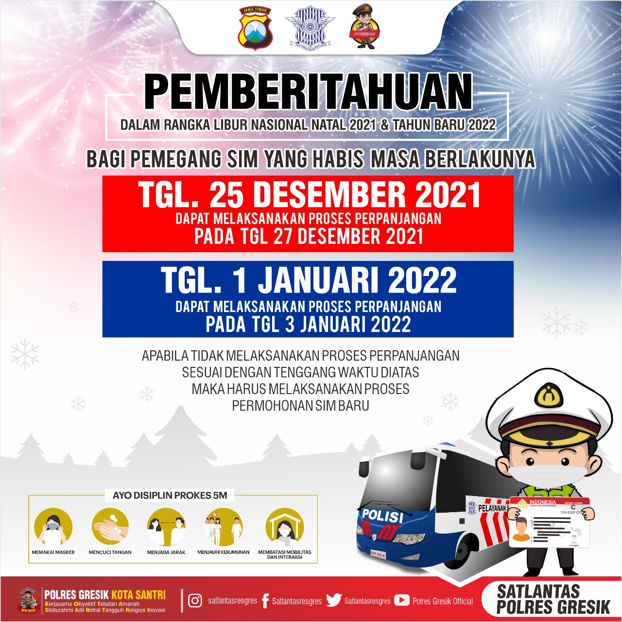 Info Pelayanan SIM Satlantas Gresik Libur Nataru 2021